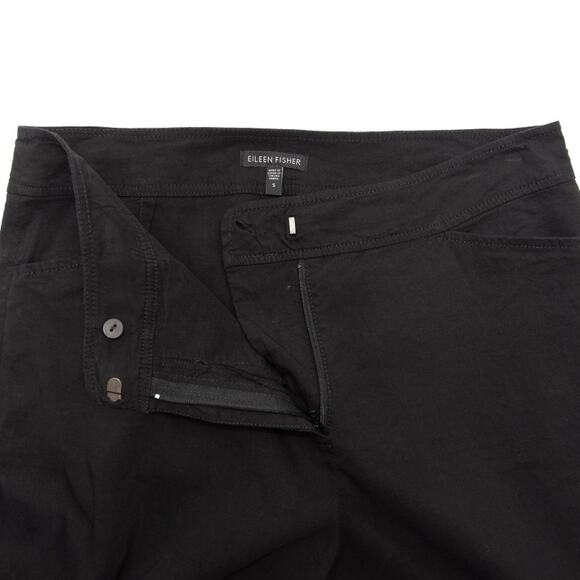 Eileen Fisher Black Linen Blend Wide Leg Crop Cuffed Pants Size Small - Picture 4 of 10